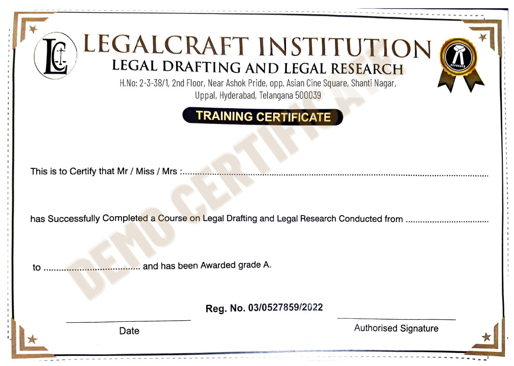 LEGALCRAFT Course Completion Certificate